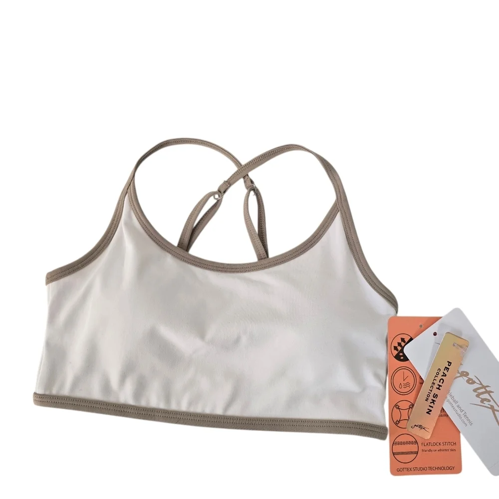 NWT X by Gottex Racerback Sports Bra Beige Peach Skin Collection Pickleball